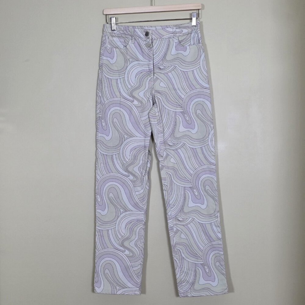 Wilfred Free Pants Women 6 Multicolor Swirls Cotton Stretch Preppy Boho Hippie